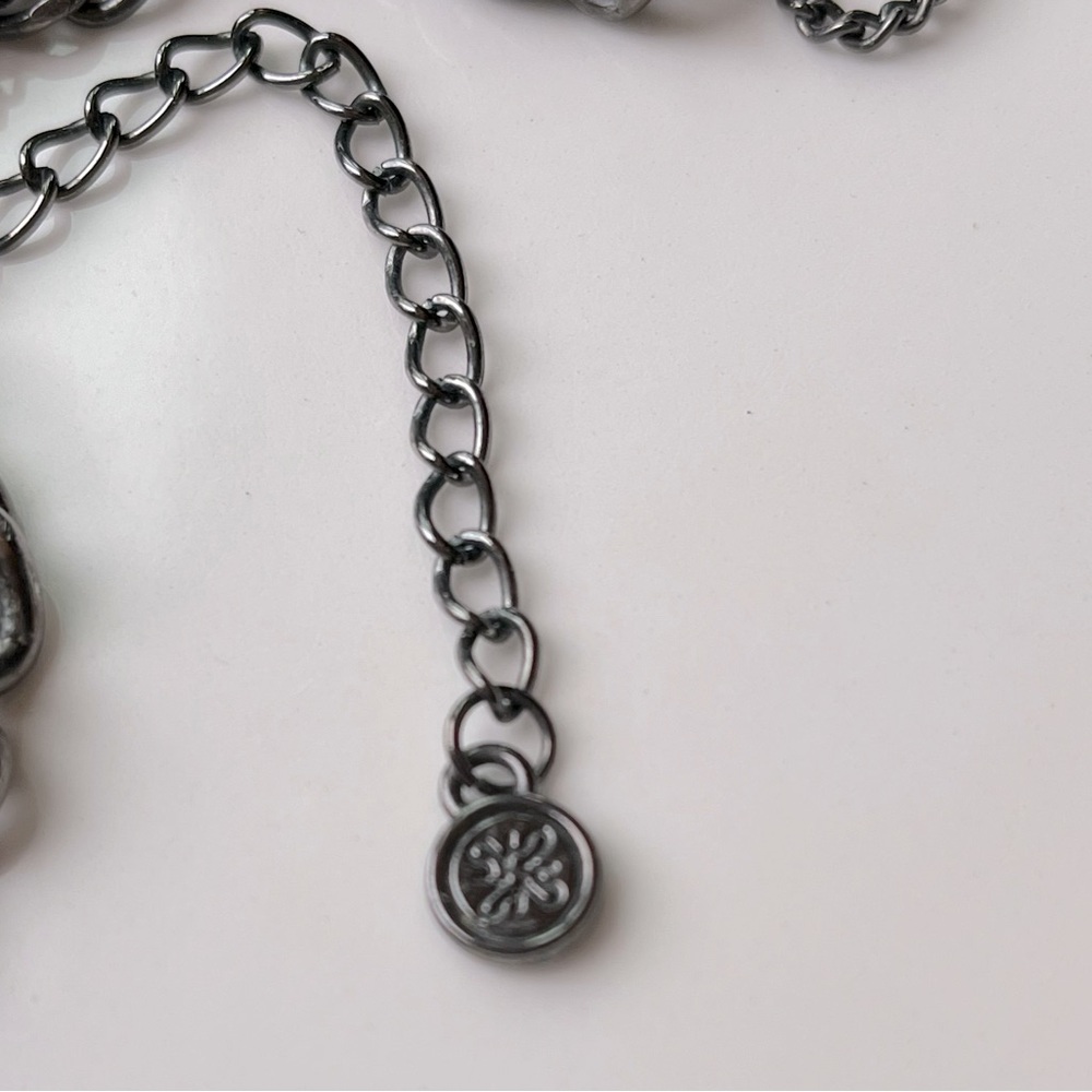 Vera Wang Multi-Strand Silver & Gunmetal Crystal Necklace With Rhinestone Flower - Picture 14 of 16